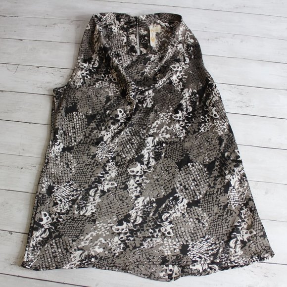 Adiva Anthropology Women's Sleeveless Silky Blouse Size L Black Gray - Picture 1 of 5